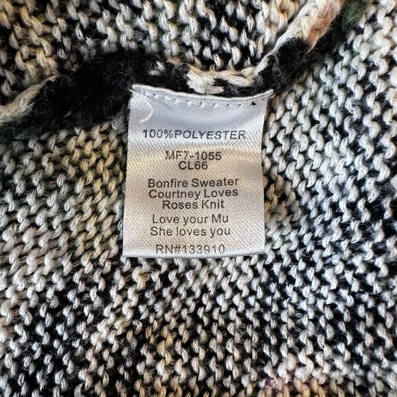 Show Me Your Mumu Bonfire Floral Sweater Size M Loose Knit Black Pink Romantic - Picture 10 of 12